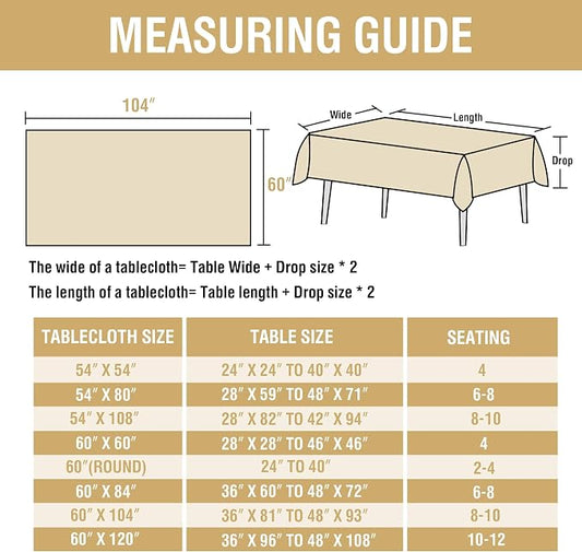 H.VERSAILTEX Linen Table Cloths Rectangle 60 x 104 Inch Premium Tablecloth Spill-Proof Waterproof Table Cover for Dining Buffet Feature Extra Soft and Thick Fabric Wrinkle Free, Natural