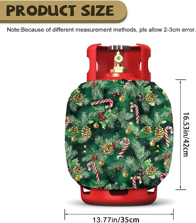 Xmas Tree Propane Tank Cover 20lb Christmas Gas Tank Cylinder Cover for All Season Heavy Duty RV Gas Cylinder Protector for Outdoor Gift for Holiday