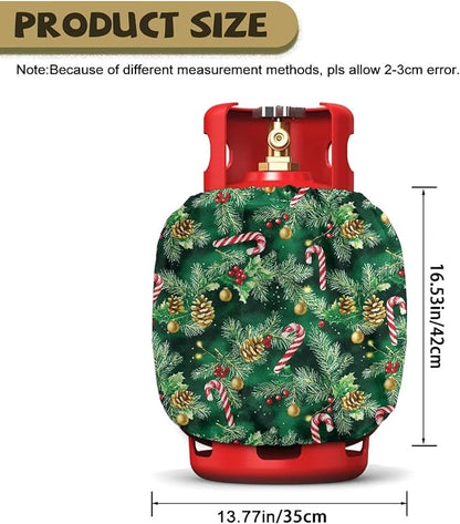 Xmas Tree Propane Tank Cover 20lb Christmas Gas Tank Cylinder Cover for All Season Heavy Duty RV Gas Cylinder Protector for Outdoor Gift for Holiday