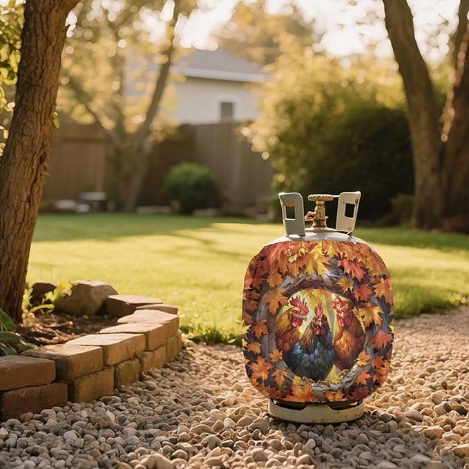 Chicken Print Propane Tank Cover 20lb Heavy Duty Gas Cover Fits Standard 20 lb Tank Cylinder Easily Slips onto Your Propane Tank Outdoor Grill Accessories