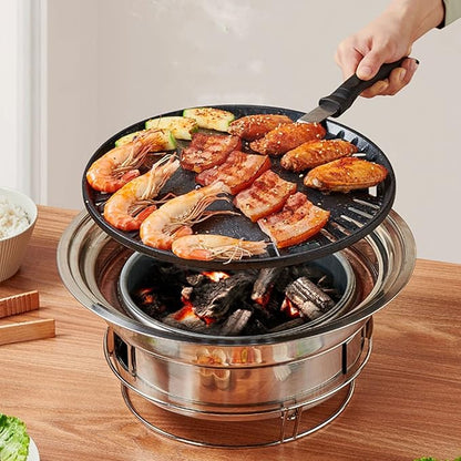 BBQ Grill Outdoor Indoor/Outdoor Charcoal Grill, BBQ Grill Camping Stove Easy to Clean with BBQ Tool Kits for Outdoor BBQ Picnic Camping Patio Backyard Cooking Outdoors Campfire Grill Grate