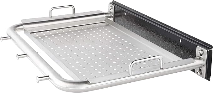 Pit Boss Deluxe Stainless Steel Grill Side Shelf – Removable Prep Tray with Tool Hooks – 19.02" L x 14.81" W x 2.76" H