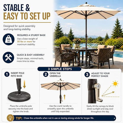 Treasure Garden 8 x 10 ft Patio Umbrella - Rectangular Market Umbrella – Auto Tilt – Bronze Aluminum Frame (Obravia2, Navy)