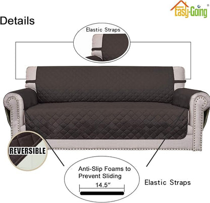 Easy-Going Reversible Couch Cover, Small Chair, Chocolate/Ivory | Machine Washable Slipcover For Dogs, Water Resistant Furniture Mat For Living Room, Non-Slip Sofa Cover, Pet Friendly
