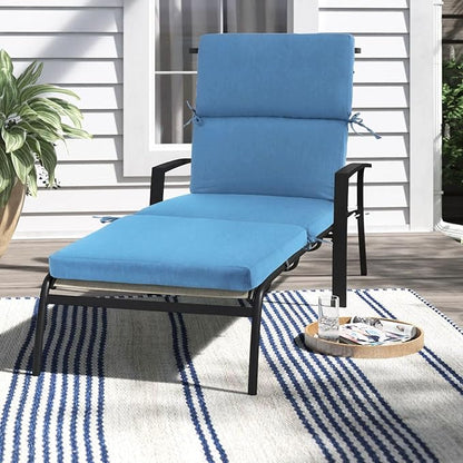 3" Solid Outdoor Lounge Chair Cushion, 74 x 22.5 inch Weather Resistant Chaise Lounge Cushion with 6 Ties for Patio Pool Furniture