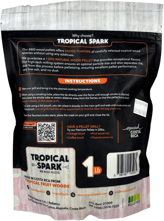Wood Pellets | Perfect for BBQ, Smoking, Grilling, Bake, Roast, Braise | Premium 100% All-Natural | Orange Wood | 1 lb. Bag