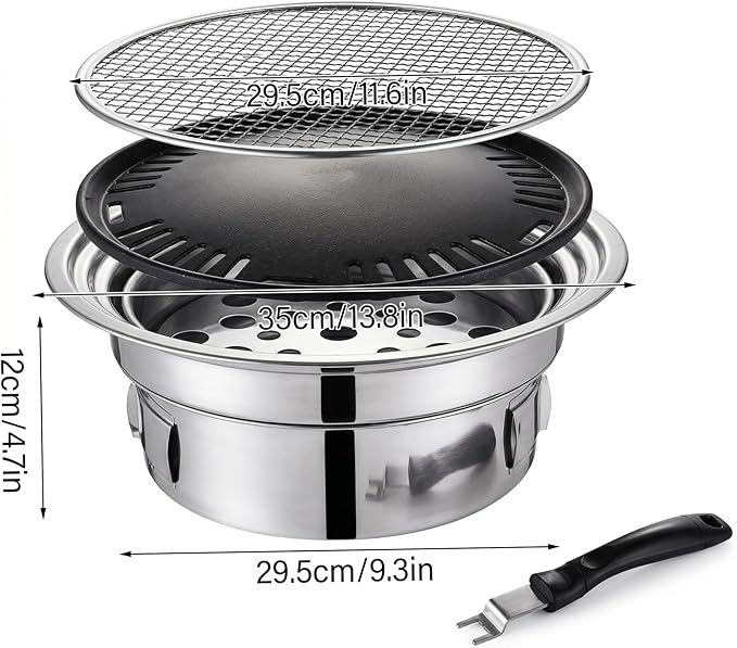 Korean Grill Korean Bbq Grill Portable Charcoal Grills With Non-stick Pan & Net Small Indoor/outdoor Charcoal