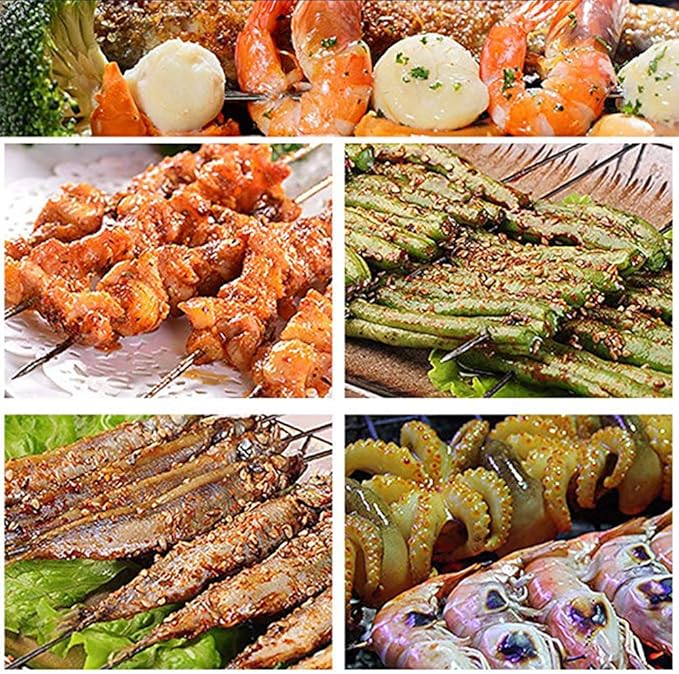 BigOtters 13.4" Barbecue Skewers, 100PCS Metal Skewers for Grilling, BBQ, Reusable Needle Sticks for Meat, Shrimp, Chicken, Vegetable, Kitchen, Party, Outdoor Cooking, with Portable Metal Storage Tube