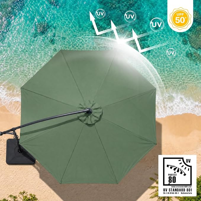 COWVIE Umbrella Canopy Replacement for 8 Ribs Patio Umbrella, Outdoor Table Parasol Replacement for Yard, Canopy Only