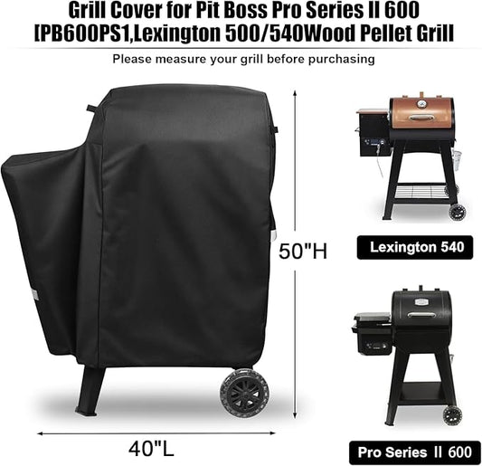 QuliMetal Grill Cover for Pit Boss Pro Series II 600, Pit Boss 600/Pro 600, Lexington 500/540 Wood Pellet Grills PB600PS1-600D Heavy Duty Waterproof Fade Resistant Grill Cover with Elastic Drawstrings