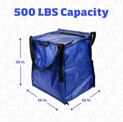 DURASACK 22-Gallon Zipper Top Heavy Duty Storage Tote Bags, Single, Blue | Rugged Woven Polypropylene Moving Bag, Reusable Self-Standing Design, Holds up to 500 Pounds