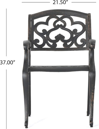 Christopher Knight Home Abigal Outdoor Cast Aluminum Dining Set, 9-Pcs Set, Shiny Copper Finish