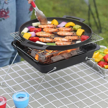 BBQ Grill Barbeque Grill Outdoor Charcoal Grill Portable Foldable Barbecue Grill Tool for Picnic Patio Backyard Barbeque Grill for Camping (Black 33.3 * 27 * 8cm)