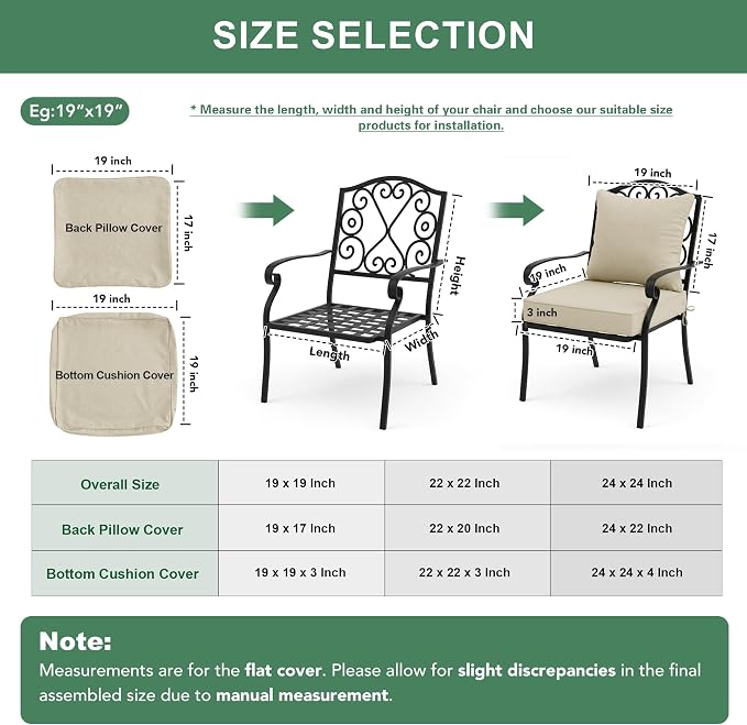 Summsun Patio Chair Cushions 24 x 24 Inch, Faux Linen Outdoor Furniture Cushions, Water Resistant Backrest and Deep Seat Cushion Set with Ties, Removable Cover, Non-Slip Bottom, Beige