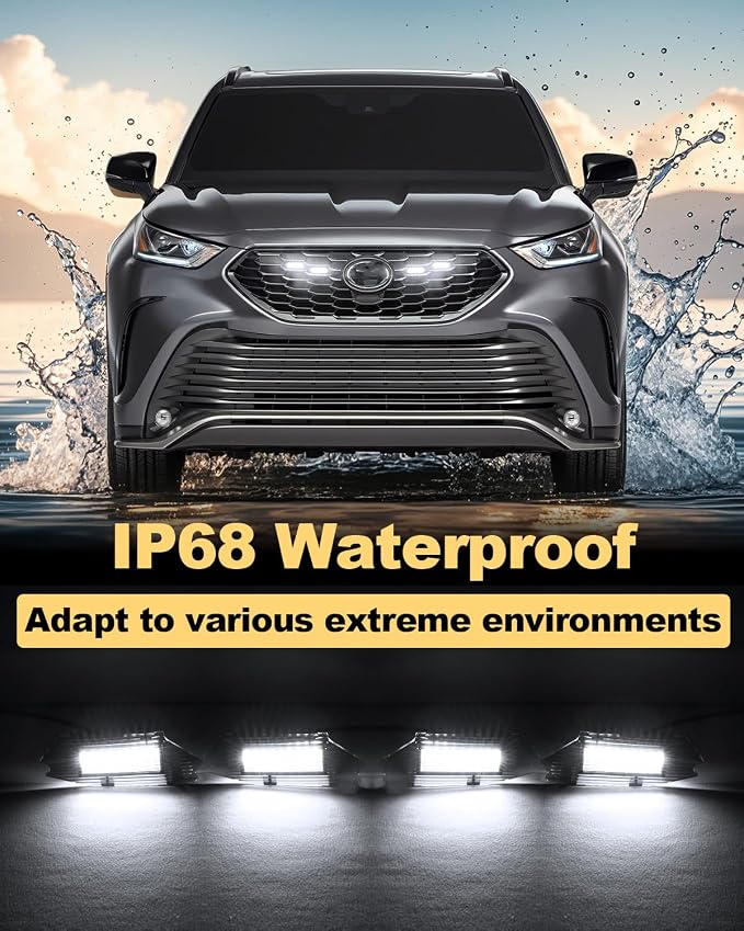 LED Front Grill Lights for Toyota Highlander XSE 2020-2025 2026, White | Highlander XSE Raptor Grille Lights, Upgrade Highlander XSE LED Lights, Snap-in Installation, OEM Style, Off-road Driving