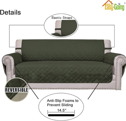 Easy-Going Reversible Couch Cover, 4 Seater Sofa, Army Green/Beige | XX-Large Sofa, Washable Slipcover For Dogs, Water Resistant Mat, Living Room, Non-Slip Sofa Cover, Pet Friendly