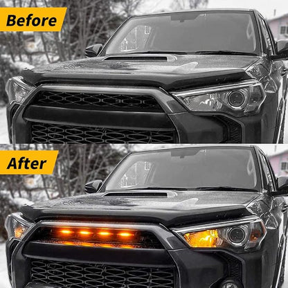 Amber Grille Lights for 4Runner TRD Pro 2014-2023, Smoked Shell LED Grill Light for 4Runner TRD Off-Road, Limited, SR5 2014-2019 with Fuse