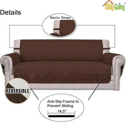 Easy-Going Sofa Slipcover Reversible Loveseat Sofa Cover Couch Cover for 2 Cushion Couch Furniture Protector with Elastic Straps for Pets Kids Dog Cat (Oversized Loveseat, Coffee/Ivory) | Oversized Loveseat Slipcover For Dogs, Water Resistant Mat, Livi...