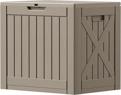 Patiowell 43 Gallon Resin Deck Box, Outdoor Storage Box for Patio Furniture, Deliveries, Pool Supplies,Waterproof and Lockable (Light-Brown)