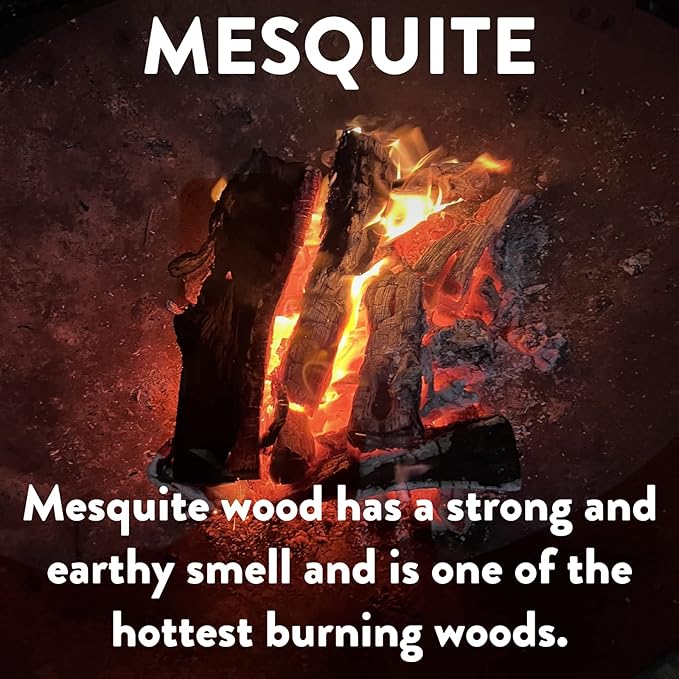 Billy Buckskin 18 LB Mesquite Firewood Bundle – Aromatic & Seasoned Wood Logs with Fatwood Starter Sticks for Fire Pit, Campfire, Fireplace, Wood Stoves and Outdoor Grilling