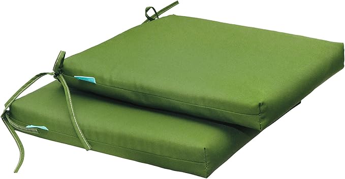 QILLOWAY Outdoor Indoor Seat Cushions, Square Foam Dining Chair Pads,All Weather, 17"x17"x3",2 Count (Green)