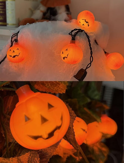 Halloween Decorations Pumpkin String Lights Outdoor, 8.5Ft Halloween Lights with 10 LED Waterproof Orange Jack-O-Lantern, Hanging Pumpkin String Lights UL Listed for Party Porch Home Window Decor