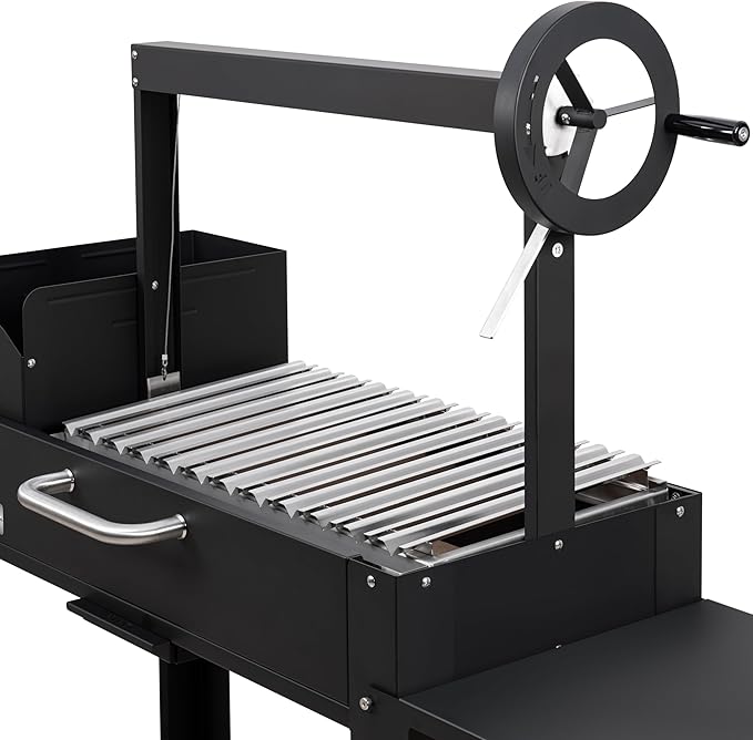 KoolMore 54 in. Charcoal BBQ Grill, Santa Maria Argentine Outdoor Grill with Interchangeable V Grates, Large Barbecue Grill for Outdoor Cooking, Black