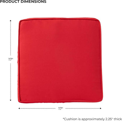 Indoor/Outdoor Chair Pads in Sunbrella Fabric – 17''x17'' Patio Seat Cushions with Foam Insert, Removable Reversible Cover & Ties for Patio Dining Chairs – Set of 2 or 4, Canvas Jockey Red