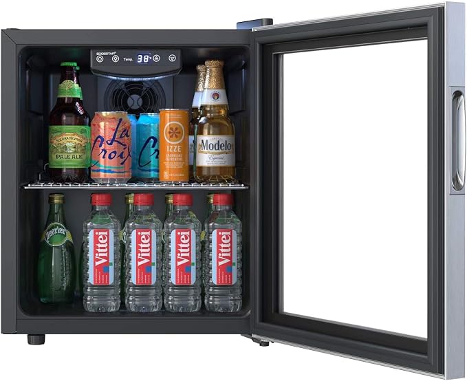 EdgeStar BWC71 18 Inch Wide 52 Can Capacity Extreme Cool Beverage Center - Stainless Steel | Freestanding, 52 Can Capacity, Extreme Cool, Reversible door, Digital Display, LED Light, Stainless Steel