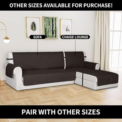 Easy-Going Reversible Chaise Lounge Couch Cover Water Resistant Sofa Cover Sectional L Shaped Sofa Slipcover with Adjustable Straps Furniture Protector for Dogs (115X34 in, Chocolate/Chocolate) | Machine Washable Slipcover For Dogs, Water Resistant Fur...