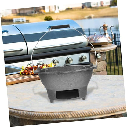 Happyyami Portable Charcoal Grill Stove Multifunctional Tabletop Bbq Grill for Camping and Outdoor Cooking Cast Iron Charcoal Chimney for Versatile Grilling and Heating