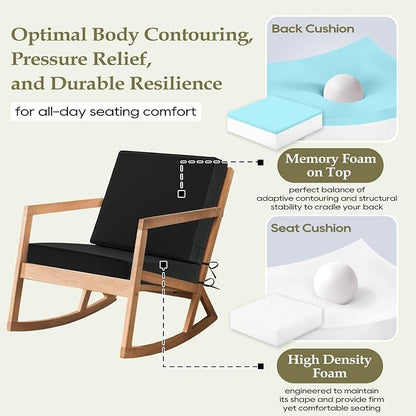 Wellsin Outdoor Deep Seat Patio Cushions, 22 x 22 Waterproof & 3-Year Fade Resistant Outdoor Cushions with Removable Covers,Ties and Handle for Chair, Sofa, Couch, Black (Pack of 2)