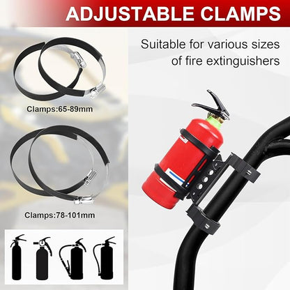 Quick Release Roll Bar Fire Extinguisher Mount Holder Bracket Kits Compatible with for UTV Polaris RZR Pioneer Can Am Maverick X3 Commander Talon ATV Jeep Wrangler with 1''-2'' Roll Cage