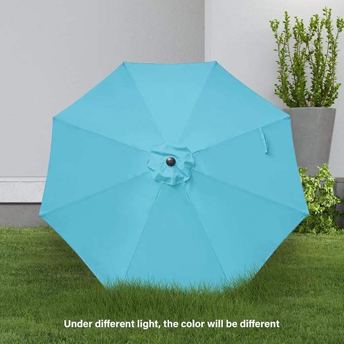 YSSOA 9' Patio Umbrella Outdoor Table Market Yard Umbrella with 8 Sturdy Ribs, Turquoise