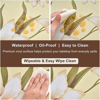 LIBERECOO Heavy Duty Vinyl Tablecloth with Flannel Backing Waterproof Oil-Proof Plastic Table Cloth Stain-Resistant Wipeable Rectangle or Square Table Cover for Indoor and Outdoor 54 x 54 Inch