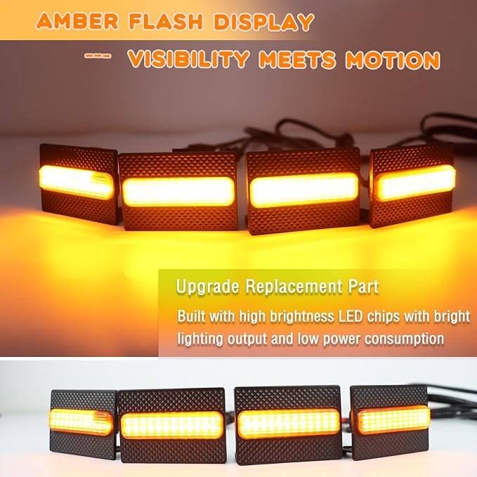 4pc Smoked Housing Amber LED Front Centra Grille Lights DRL Feature Kit for Toyota 4runner 2025 SR5,OEM Grill Led Grill Light for 4Runner Accessories（Only for SR5）（Smoked）