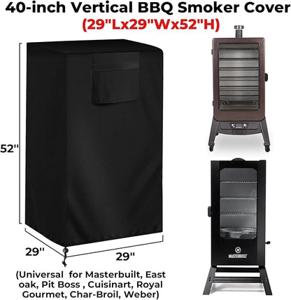 40-inch Vertical Smoker Cover, Compatible with Most of Vertical Smoker (29"Lx29"Wx52"H), Heavy-duty and Weather-resistant Oxford Fabric with Adjustable Drawstring