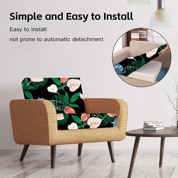 8Pcs Patio Cushion Covers, Outdoor Stretch Cushion Covers, Washable | Stretch Fit, Replacement, Washable and Reusable Furniture Protectors, Fits most patio furniture cushion covers, Cover Only