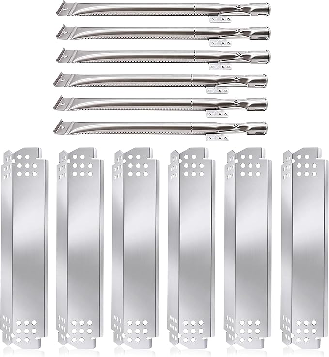 Criditpid Grill Replacement Parts for Nexgrill 6 Burner 720-0898 720-0898A, Nexgrill 720-0888, 720-0888N, 720-0830H, 720-0783E, Grill Heat Plates Shield Burners Tubes for Nexgrill Replacement Parts