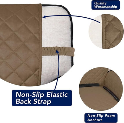 PureFit Reversible Quilted Couch Covers for Dogs Loveseat Sofa Cover 54" | Camel/Ivory, Water Resistant Couch Protector, Washable Pet Couch Cover with Non Slip and Elastic Straps For Kids