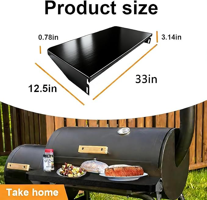 Grill Folding Front Shelf for Traeger Grill Accessories for Traeger Pellet Grills Folding Shelf (Black-Pro 780 Series, 33x13in)