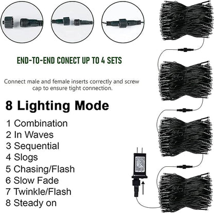 TW SHINE Halloween Lights, 200 LED 66FT Outdoor Halloween Lights Plug in with 8 Modes, Waterproof Light Outdoor, Indoor Decorations for Party Yard Haunted House Decor, Orange and Purple