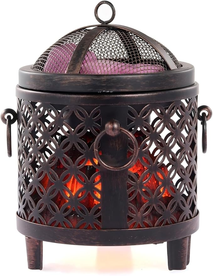 Dicimi Vintage Electric Wax Warmer for Scented Wax Melts - Flickering Fire LED Candle Warmer, Multi-Function Oil Warmer for Essential Oils, Safe Flameless Home Decor with 60-Day Warranty
