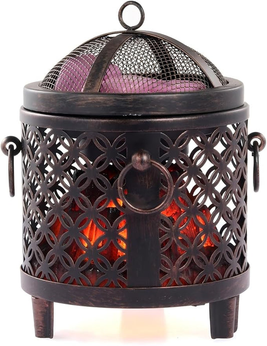 Dicimi Vintage Electric Wax Warmer for Scented Wax Melts - Flickering Fire LED Candle Warmer, Multi-Function Oil Warmer for Essential Oils, Safe Flameless Home Decor with 60-Day Warranty