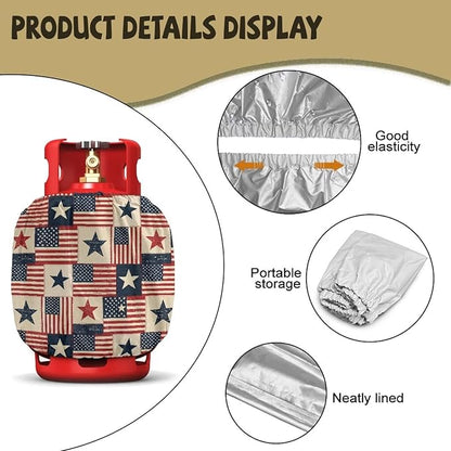 Dual Propane Tank Cover 20lb Gas Tank Cover Outdoor 600D Heavy Duty Waterproof Covers Fits Standard 20 lb Cylinder, 13.7'' x 16.5'' Cat Flower