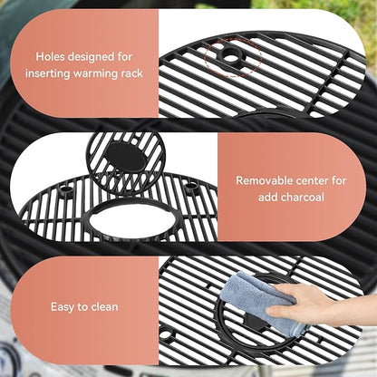19.5" Cast Iron Round Grate for Akorn Kamado Ceramic Grill, Pit Boss K24, Louisiana Grills K24, Char-Griller 16620, E56720, 16820, Grill Grate Grid for Akorn Kamado,Expert kamado