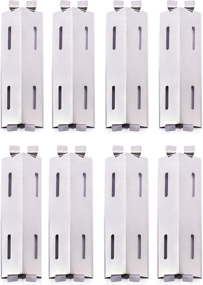 Replace parts 8 Pack Stainless Steel Heat Plates and Stainless Steel Grill Burners Replacement for Bakers and Chefs GR2039201-BC-00, GD430, ST1017-012939, Grill Chef, Members Mark Gas Grill Models
