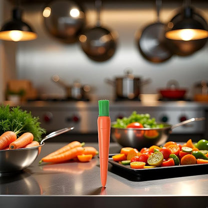 Orange Carrot Shape Silicone Baking Brush Cake Cream Brush Kitchen Cooking Heat Resistant Grill Oil for Meat Cake Barbecue Tool Sets Grilling and Barbecue Utensils