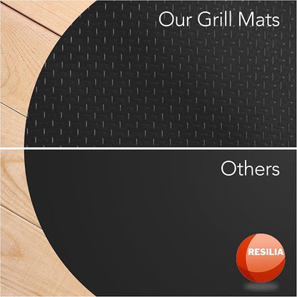 RESILIA Round Under Grill Mat – Heavy Duty, Reusable Outdoor Floor Protector Mats for Deck, Patio, & Garage – Large 36 Inch Diameter, Black, Diamond Plate, Made in The USA