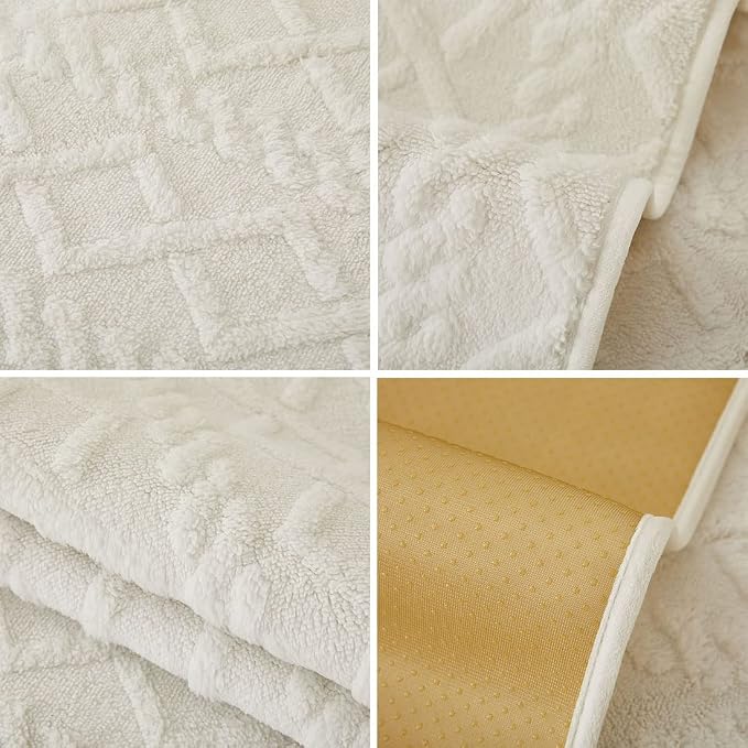 vctops Geometric Jacquard Plush Sofa Couch Covers Farmhouse Neutral Non Slip Sectional Couch Cover Soft Warm Sofa Slipcover for Dogs, Children, Pets Furniture Protector (White,36"x47")